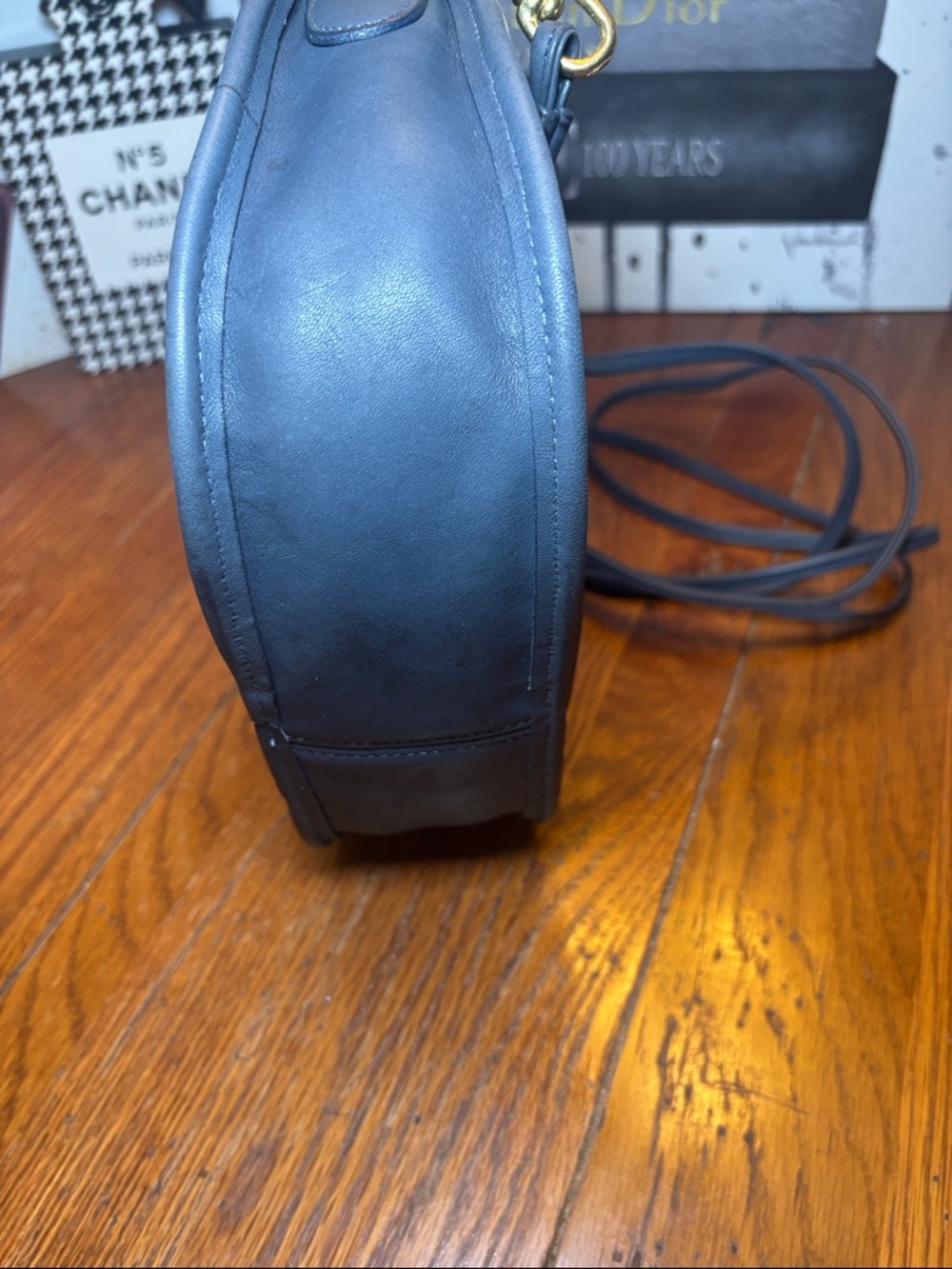 Vintage Coach USA Made Glove Tanned Leather Crossbody Bag Style 028 Navy Blue - Picture 6 of 10